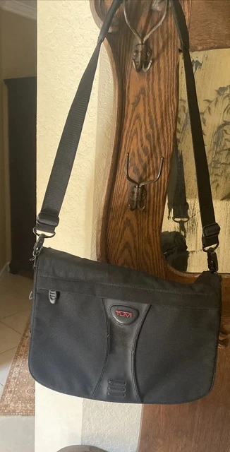 TUMI Ballistic Nylon Leather Shoulder Messenger Laptop Bag Black Expandable