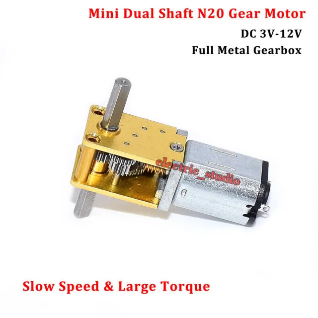 DC3V 6V 9V 12V Micro Mini N20 Gear Motor Full Metal Gearbox Dual Shaft Robot Car