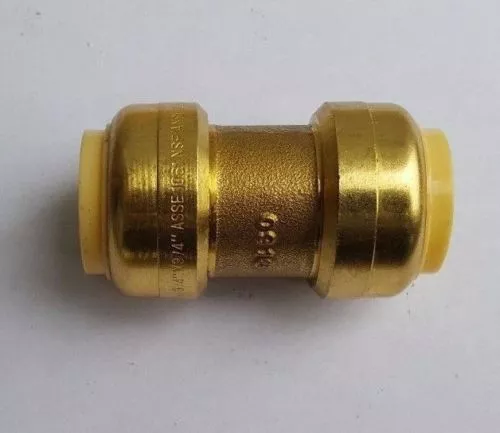 1 Piece 3/4" X 3/4" Push Fit Coupling, Lead Free Brass,