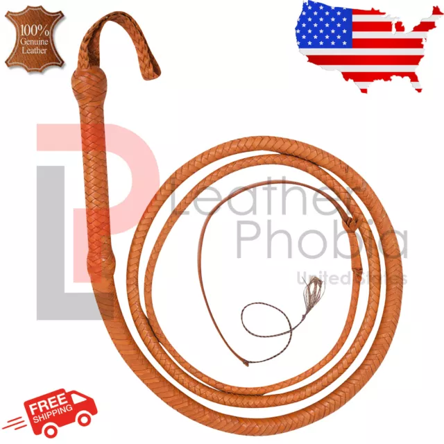 Kangaroo Hide Leather Bullwhip 04 Feet Long 16 Plaits Indiana Jones Bullwhips