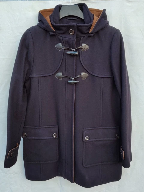 Duffle coat avec capuche en lainage brandebourgs noir marron taille XL femme