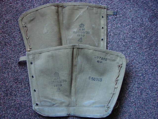 Rare KHAKI 1939 dated RAF 'leggings' / gaiters / anklets. Air Ministry. A.M.