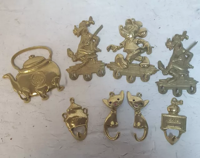 Lot de porte serviettes / porte clés rétro en bronze de Walt Disney Mickey Dingo 2