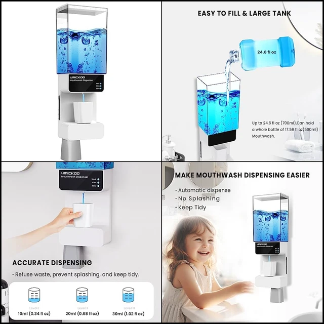 Dispenser Automatic Mouthwash Touchless 700ml Wall Mounted 23.67 Oz NEW