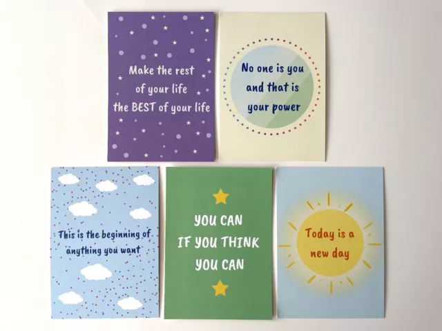 Success Quote Cards Positive Affirmation - A6 Size - 5 Double Sided Cards