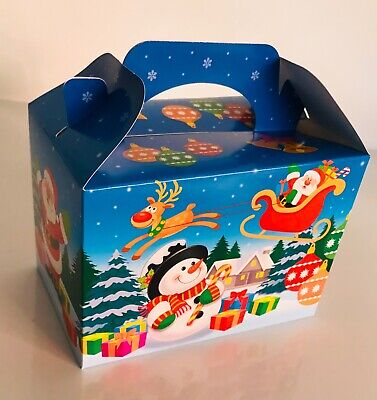 4 x CHRISTMAS Cake Treat Sweets Gift LOOT Boxes Festive SANTA SNOWMAN DESIGN