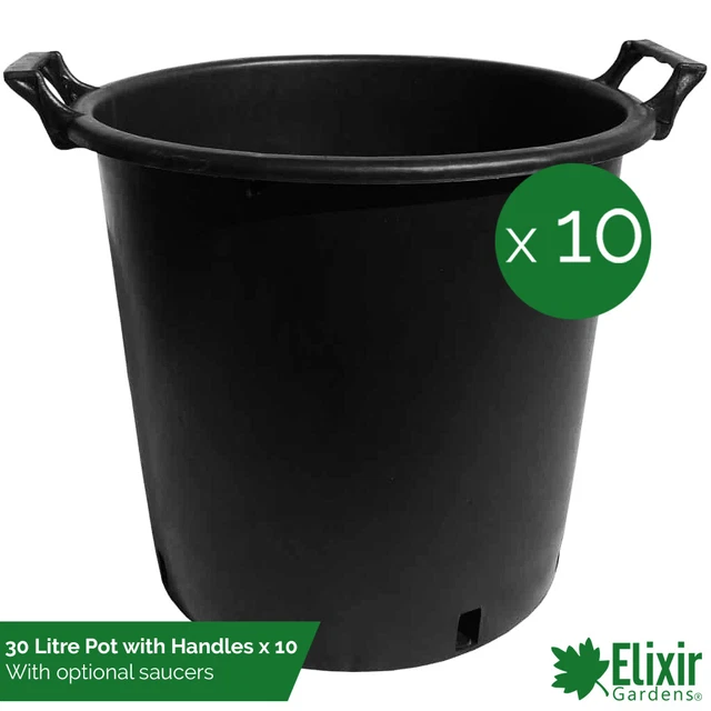 10 X HEAVY Duty 30 Litre Plastic Plant Pots/Tubs with Saucer option £83
