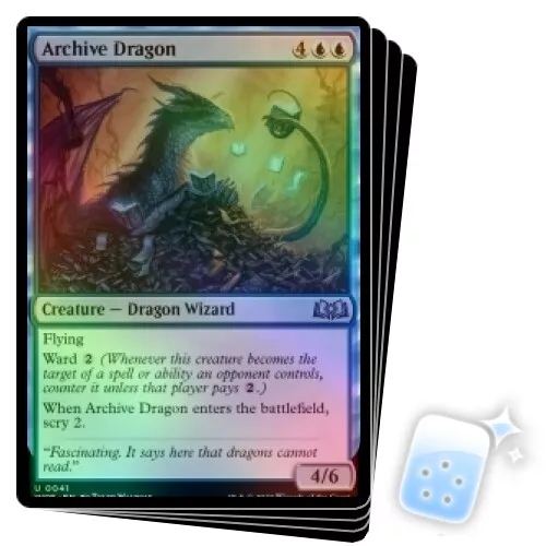 Archivo de lámina Dragon X4 M/CASI NUEVO Magic: The Gathering Magic: The Gathering Wilds Of Eldraine