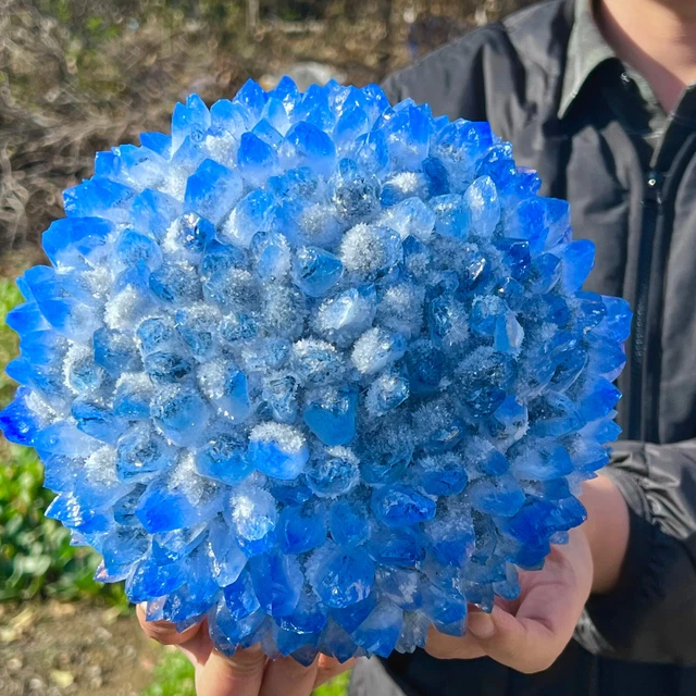 12.98LBNew Find sky blue Phantom Quartz Crystal Cluster Mineral Specimen Healing