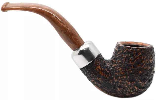 Peterson Derry Rustic Finish 9mm Filter Medium Bent Billiard Briar Pipe (221) 2