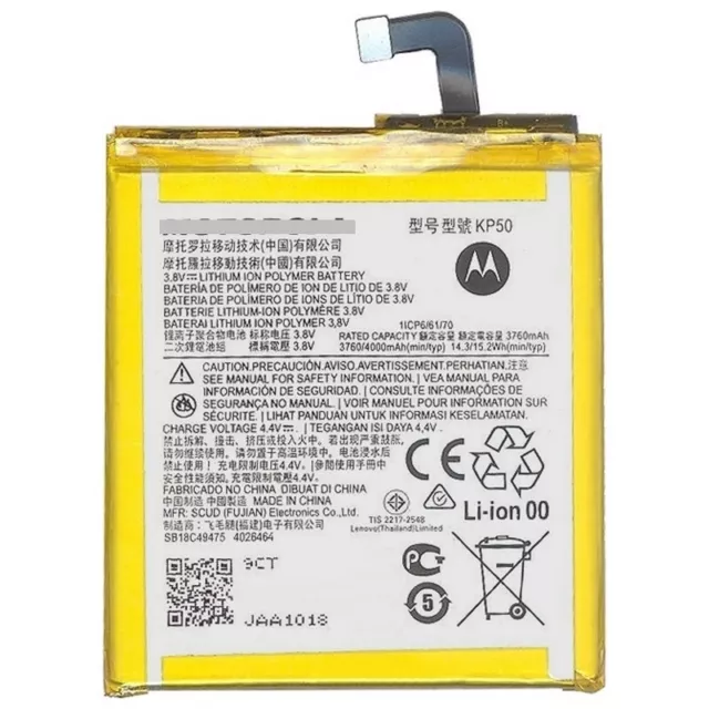 Batteria KP50 per MOTOROLA One Zoom, XT2010, XT2010-1 Pila Ricambio New 4000 mAh