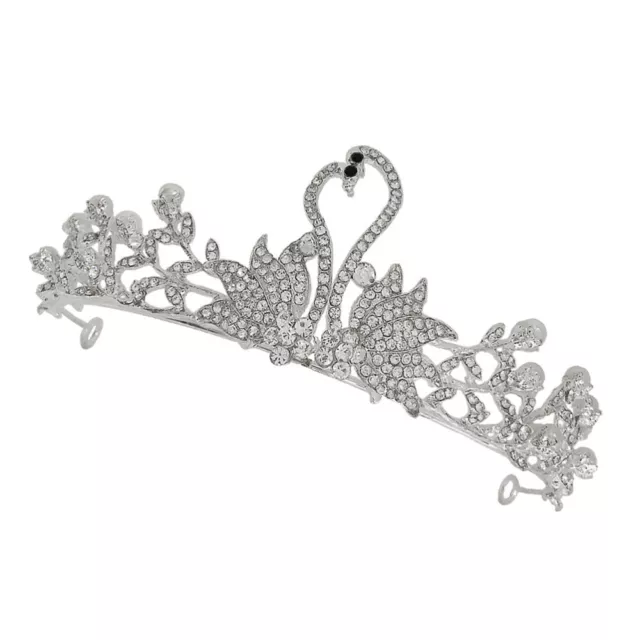 Kids Rhinestone Swan Tiara Headband for Wedding Prom Birthday Party