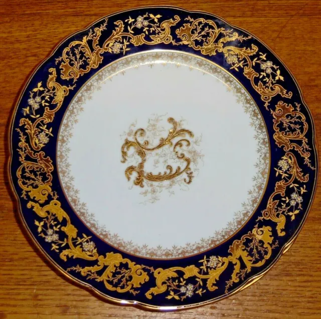 7 Antique Abram French & Co Boston Mass Cobalt Blue & Gold Porcelain Plates 4452 3