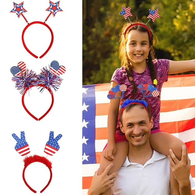 Day Hair Hoops Flag Hair Band Independence Day Headwear Sequined Headband