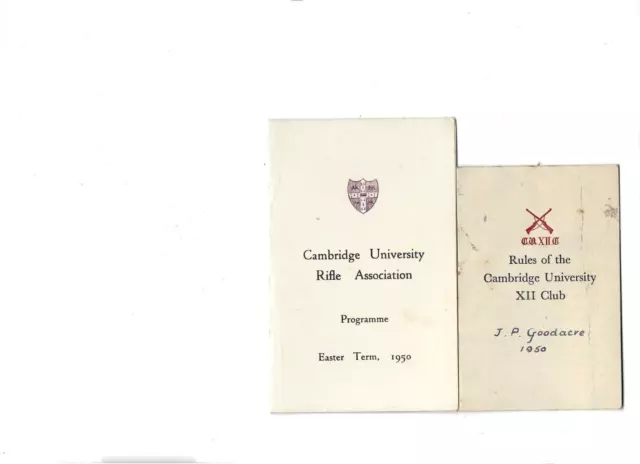 Cambridge University Rifle Association Programme Lent Term 1950 & Rules Booklet