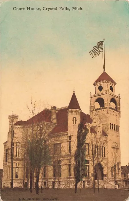 c1910 Iron County Court House  Crystal Falls Michigan P600
