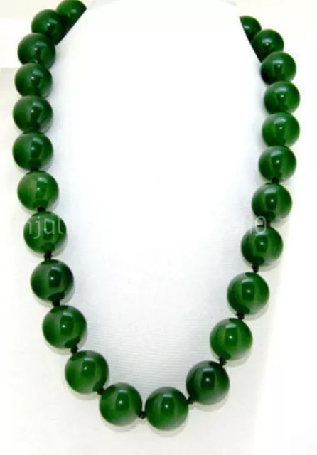 Exquisite Natural 8/10/12/14mm GREEN Jade Round Beads Gemstone Necklace 18" AAA