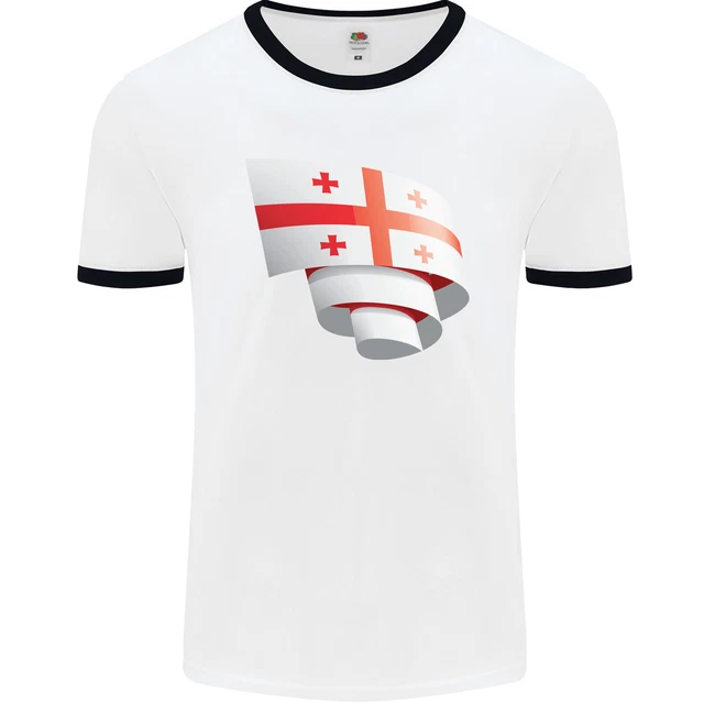 Short Décontracté En T Drapeau Géorgie Pré-propriété - Coupe Basique Manches Courtes Blanc