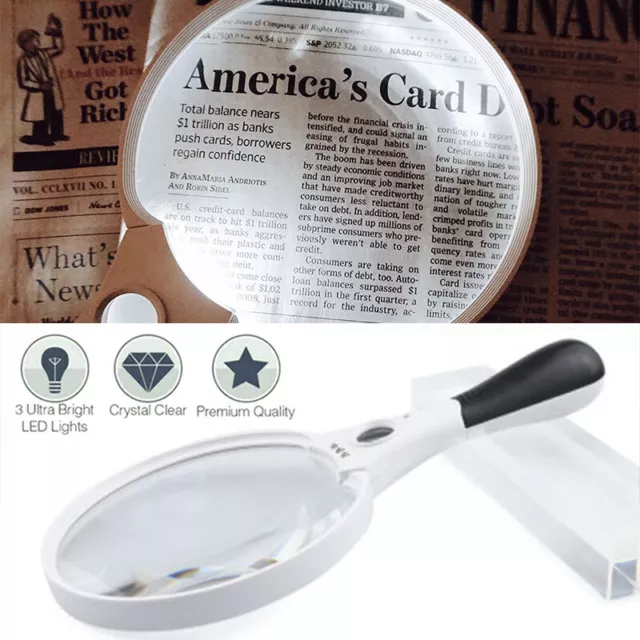 Extra Large Reading Magnifying Glass Magnifying lens With 3 LED Light 2/4/25x