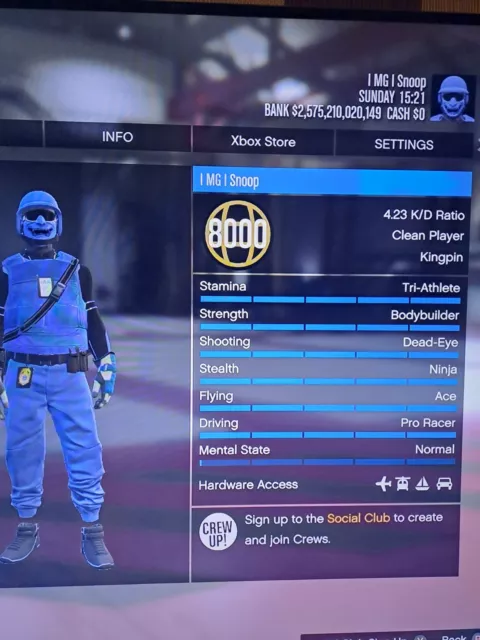 XBOX ONE] GTA V FEMALE MODDED ACCOUNT] WITH 16.6 TRILLION CASH IN GTA V  BANK] ACCOUNT LEVEL 1709] 19 RARE MODDED OUTFITS] FAST RUN] WITH MODDED KD