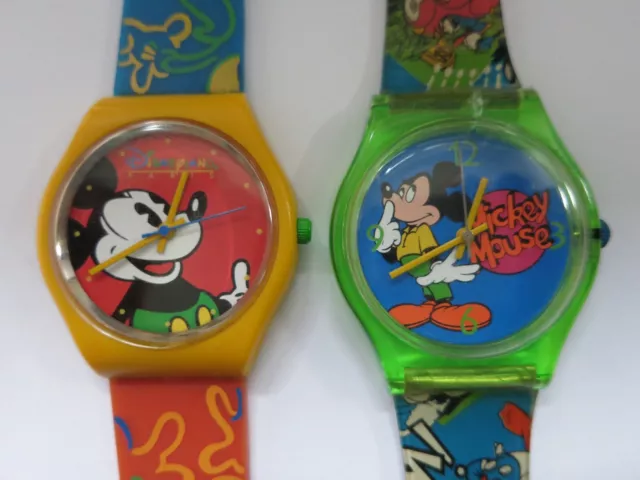 2x Micky Maus Armbanduhr - Orig. Disneyland Paris 1996 - Mickey Mouse Wristwatch