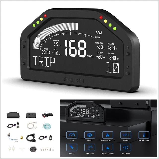 DO926 SINCOTECH 7-COLOR LCD Screen Car Dashboard Racing Gauge Display ...
