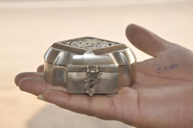 Vintage Brass Jali Cut 3 Compartment Cut Work Handcrafted Betel Nut Box
