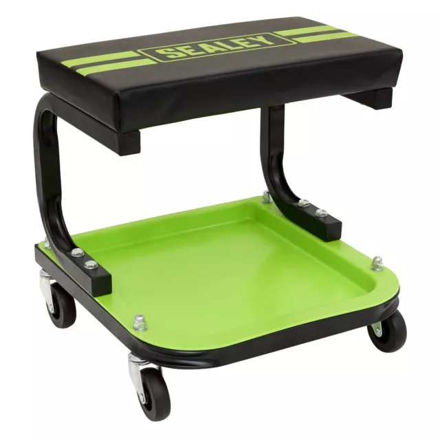Sealey Mechanics Creeper Allzwecksitz Deluxe Hi-Vis grün Inspektion SCR9HV