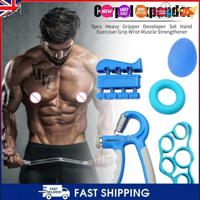#C 5pcs Heavy Gripper Developer Set Hand Exerciser Grip Wrist Muscle Strengthene