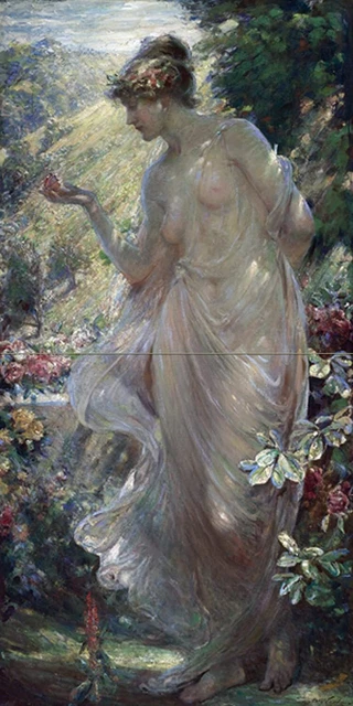 Nude girl butterfly flowers R. Fowler Tile Mural Backsplash Art Marble Ceramic
