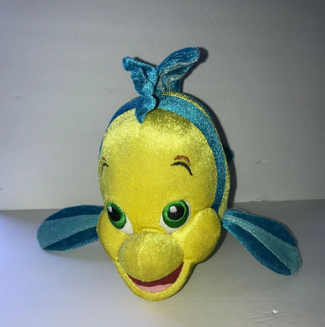 FLOUNDER THE LITTLE Mermaid Fish Plush Yellow Blue Stuffed Toy Animal