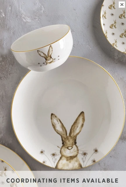 NEXT PORCELAIN 12 Piece Harley Hare Rabbit Dinner Set BNIB