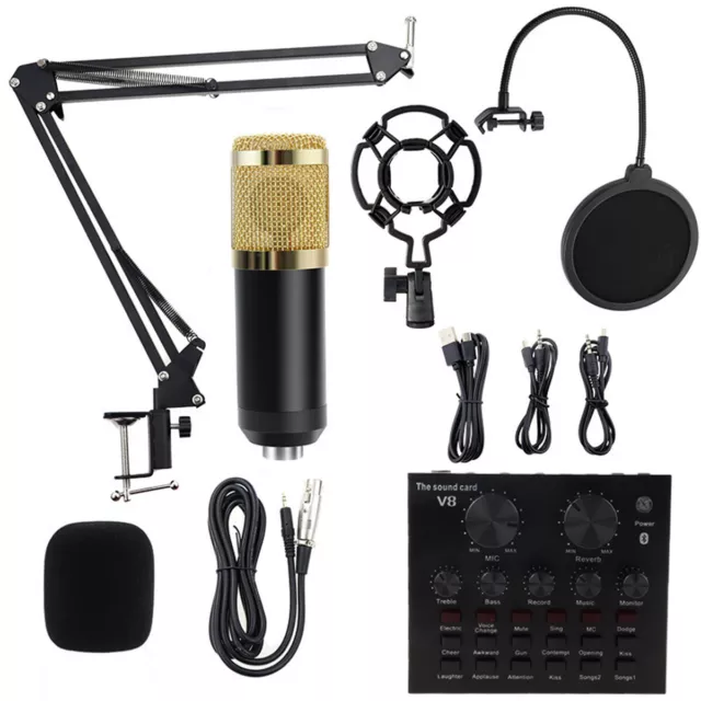 Bm800 kit de microphone à condensateur avec V8 Live Sound Card Studio recording