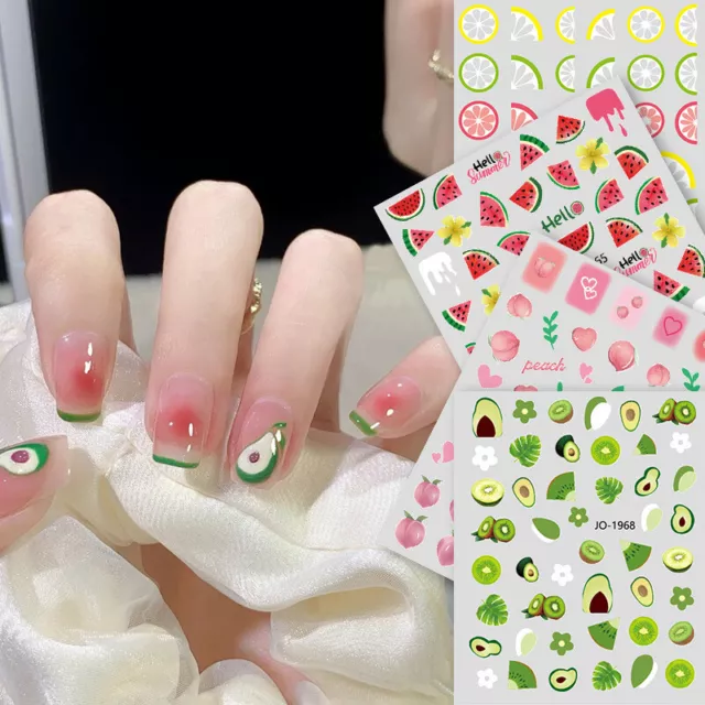 DIY Décalque French Manucure Style 3D Ongle Autocollant Été Fruits Colo ,