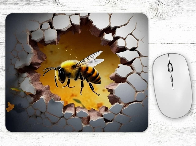 Bumble Bee Crack In The Wall Hole Neoprene Mouse Pad Mat Rectangle Non Slip