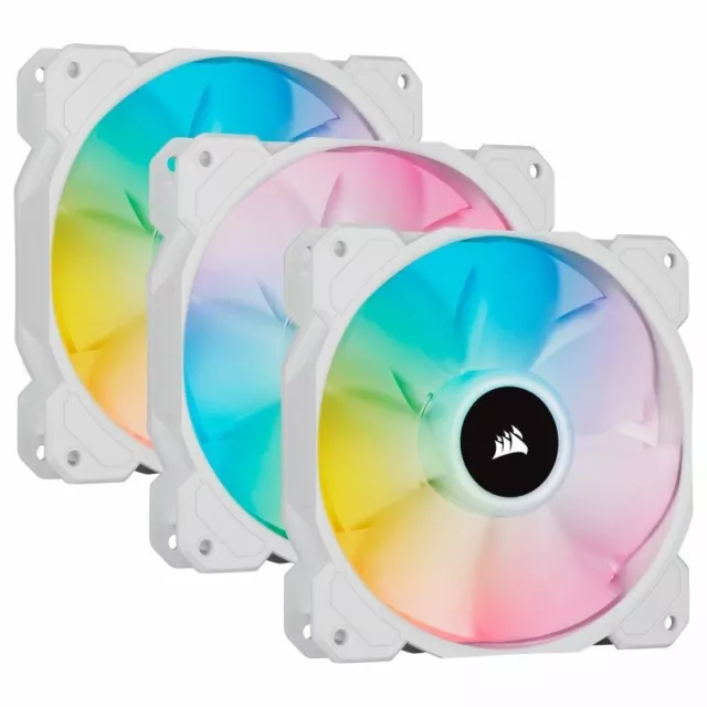 CORSAIR iCUE SP120 RGB ELITE Performance 120mm White PWM Triple Fan Kit with iCU