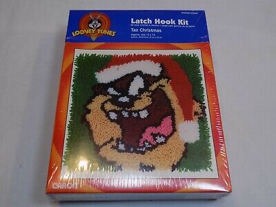 Kit de gancho de pestillo de Navidad Caron Looney Tunes Taz NUEVO 13x13" LT0541 amarillo artesanal
