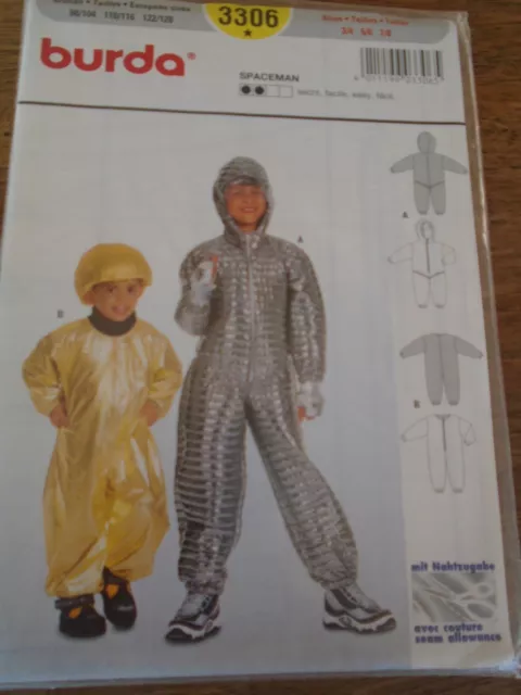 3306  Patron" Burda Costume  2 Creations Spaceman   3 A 8 Ans