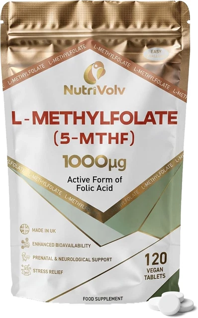 ACTIVE L-METHYLFOLATE 1000MCG Tablets 120 Count for Energy & Brain ...