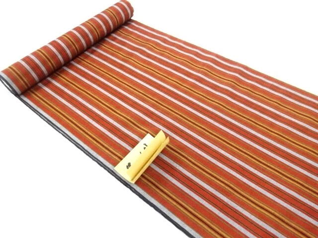 6543790: Japanese Kimono / Antique Bolt For Coat / Tsumugi / Woven Stripe