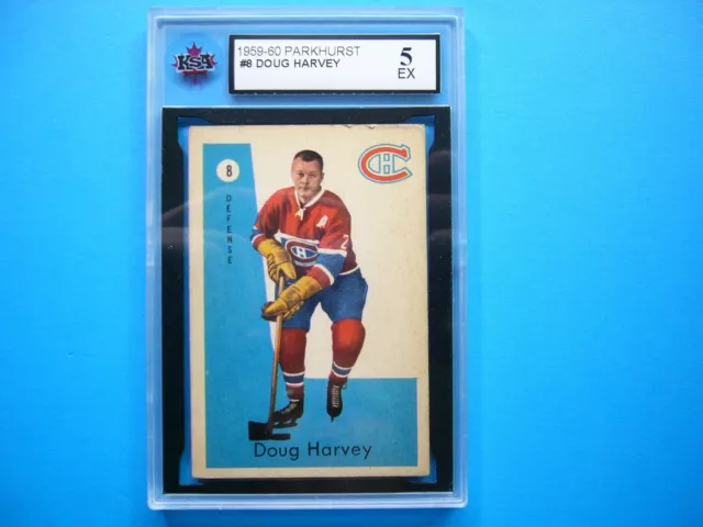 1959/60 Parkhurst Nhl Hockey Card #8 Doug Harvey Ksa 5 Ex Sharp!! Parkie Gl