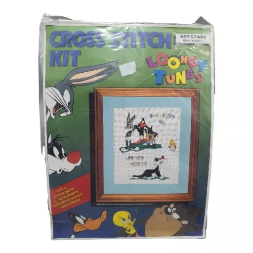 LOONEY TUNES Cross Stitch Birth Sampler Kit 1995 IN BRAND NEW IN PACKET