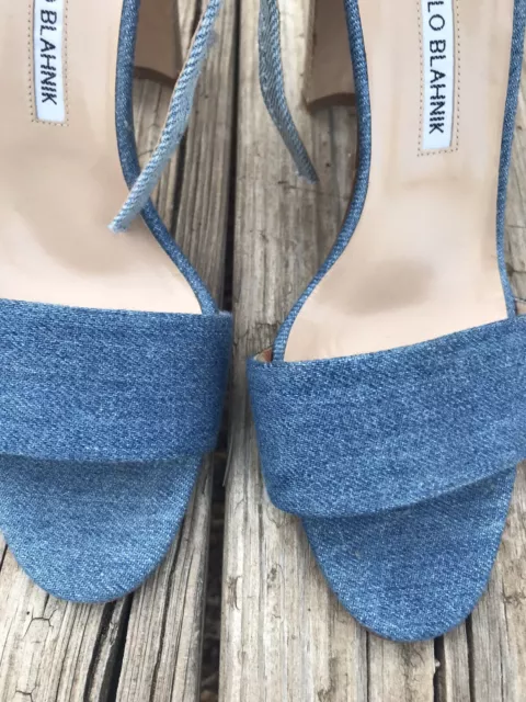 MANOLO BLAHNIK DENIM Open Toe Heels Size 39.5