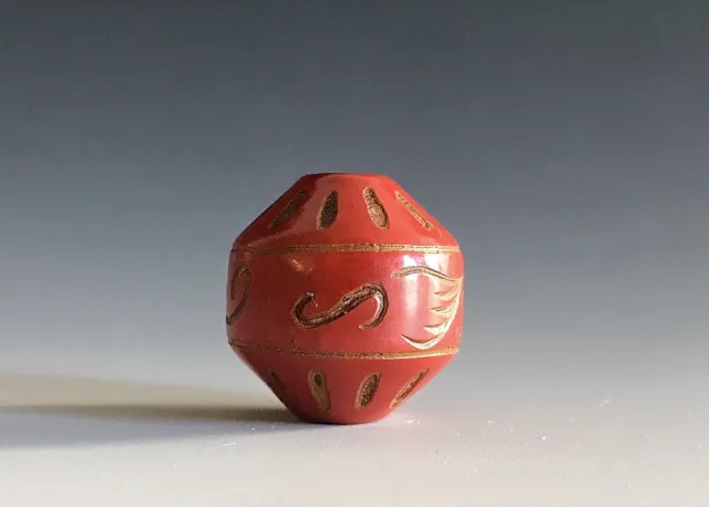 An Antique Japanese Red Lacquered Collectable Ojime Bead
