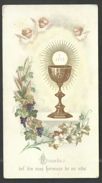 Estampa antigua de Primera Comunion andachtsbild santino holy card santini