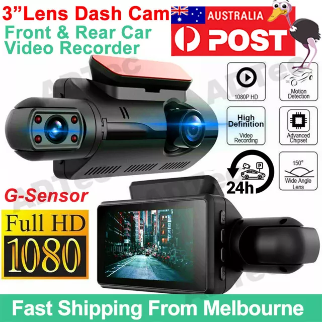 HD 1080P Car DVR 3" Lens Dash Cam Front and Rear Video Recorder Camera G-sensor