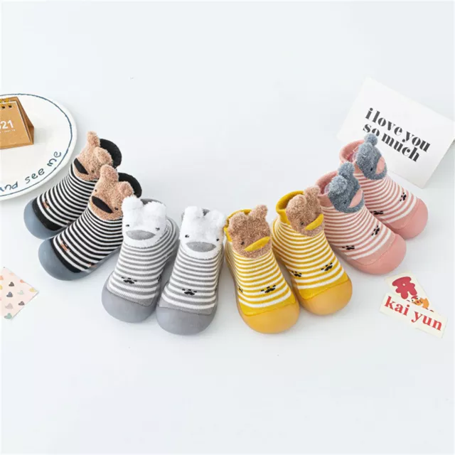 Kids Baby Girls Boys Toddler Cartoon Anti-slip Slippers Cotton Socks Warm Shoes