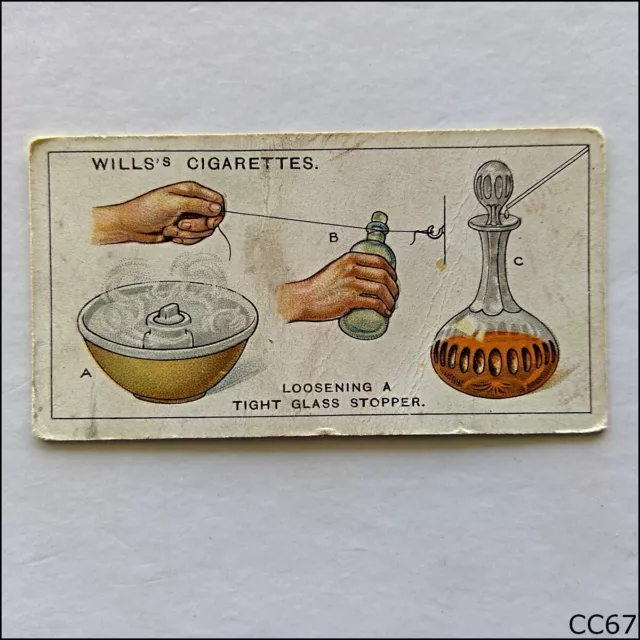 Wills Household Hints 1930 Cigarette Card #46 Loosening Glass Stopper (CC67)