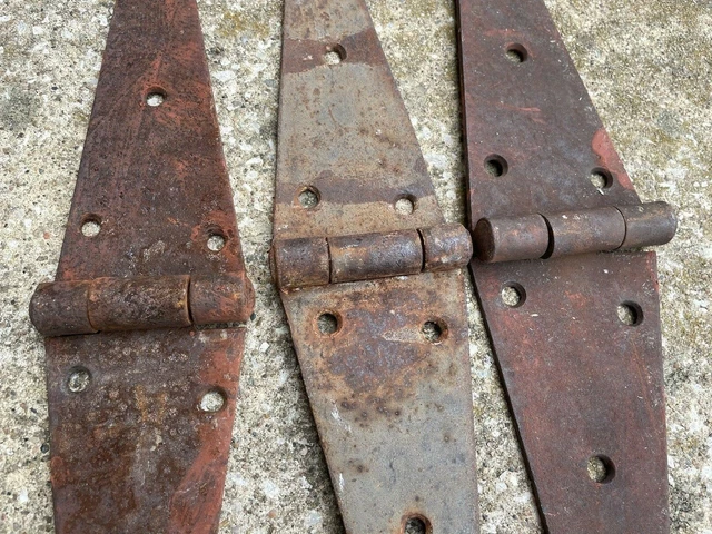 Lot of 3 Antique 15" Strap Hinges Rusty Barn Door Shed Rustic Vintage Hardware