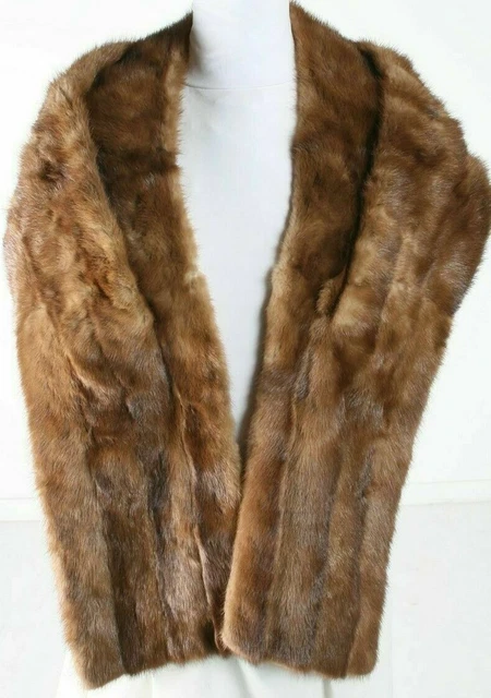 GENUINE MINK Golden Honey FUR Cape 68" x 11" Wrap Capelet Shawl Stole 754 USA